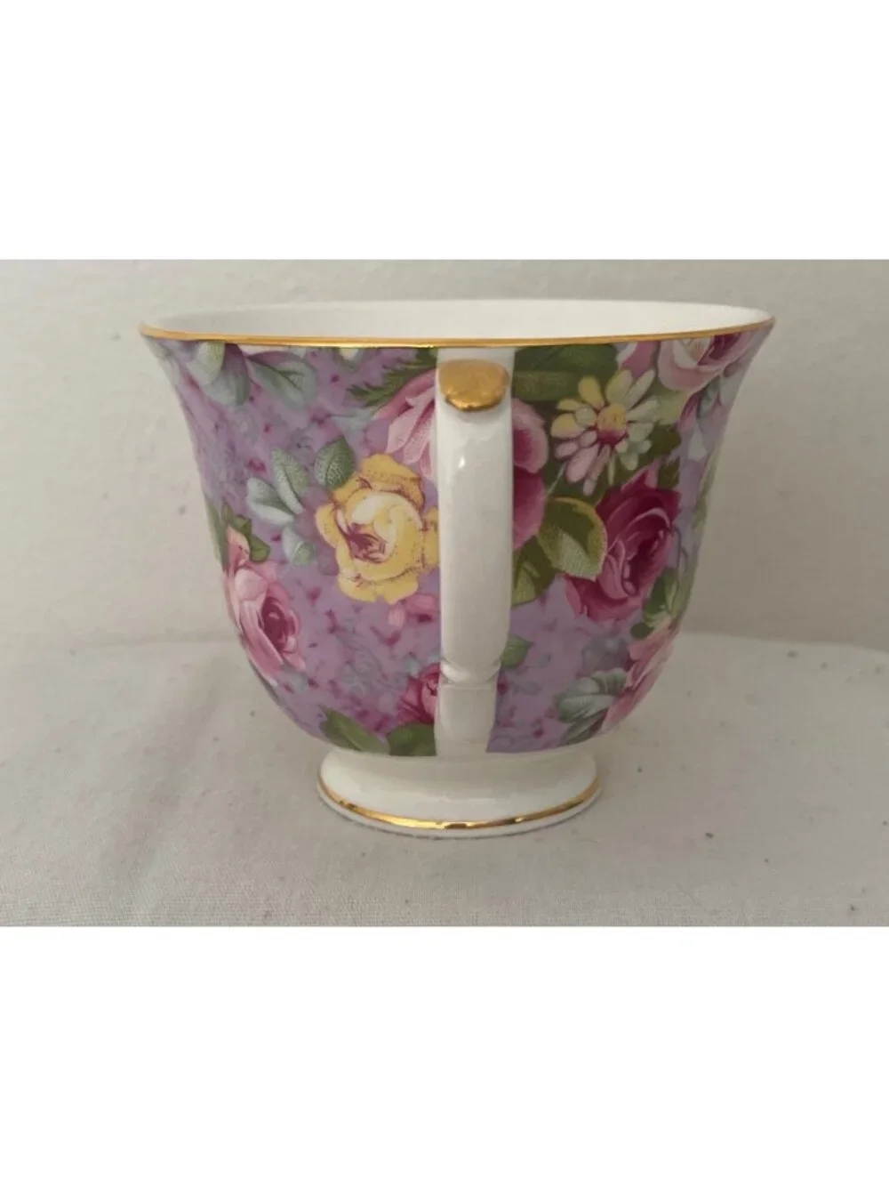 VTG Crown Trent Cup Saucer Pink Lavender Floral Chintz England Replacement